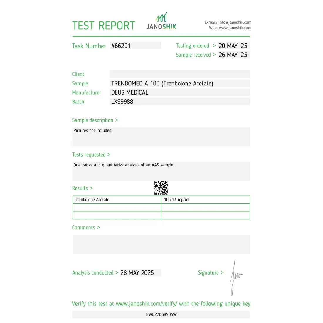 Trenbolon Acetat Lab Report